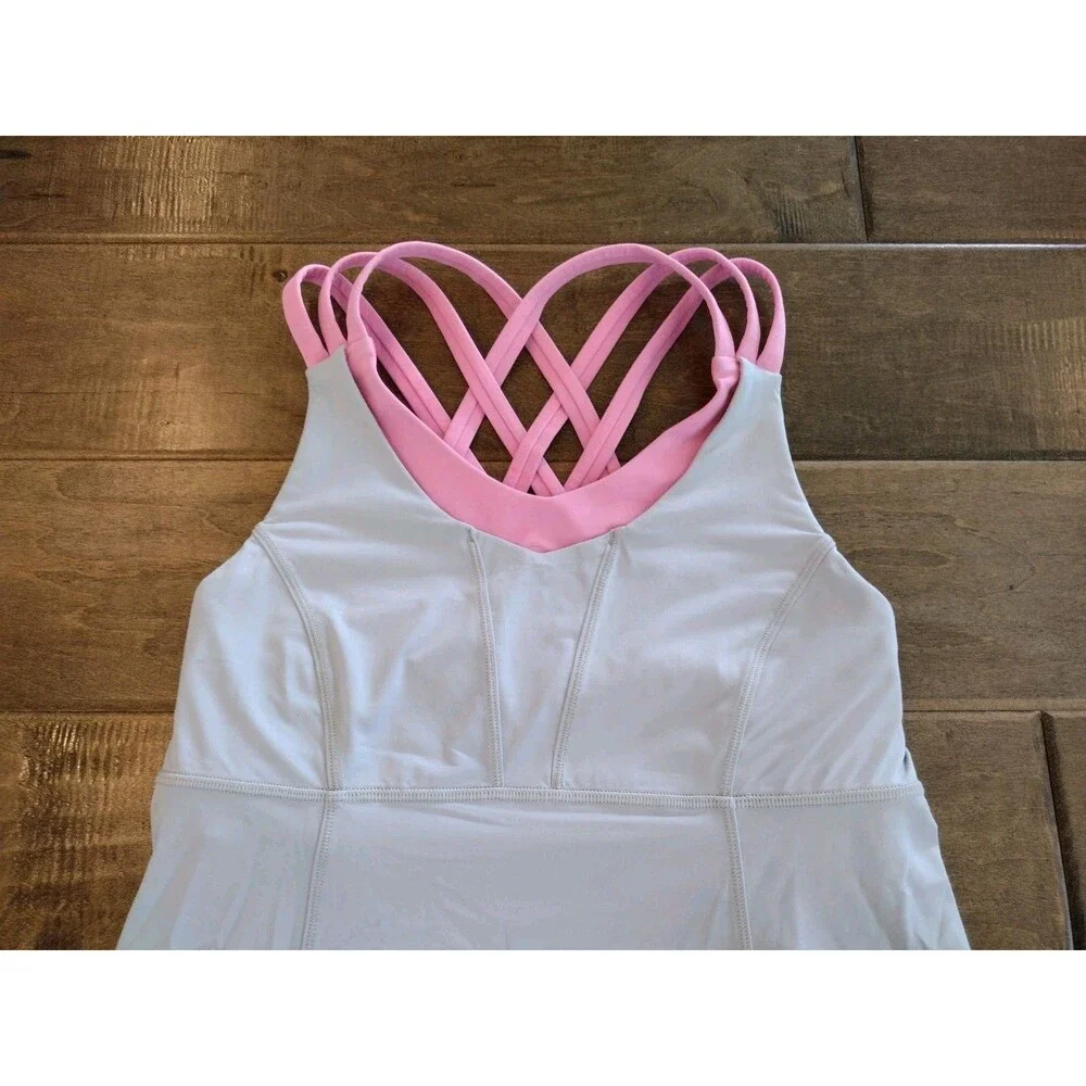 LULULEMON Women's gray pink Best The Heat Tank Top w/ racerback sports bra - 6